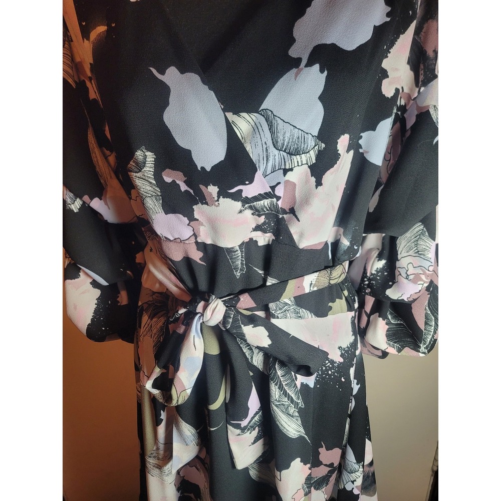 Bar III Bubble-Sleeve Wrap Dress - Picture 4 of 7
